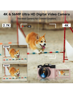 Cámara Digital 4K SMARTKLIK R10 56MP con Zoom 16x Rosa 2