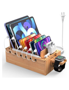 Estación de Carga de Bambú Pezin & Hulin 5 Puertos y Soporte