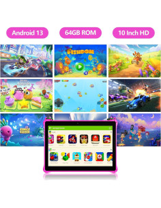 Tableta PRITOM M10 para Niños 10" Android 13 64GB Rosa 2