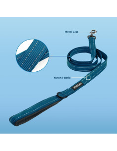 Correa Reflectante para Perros Voyager 1.52m Azul Neopreno 2