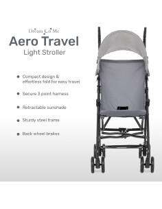 Carrito de Paseo Dream On Me Aero Travel Plegable Gris 2