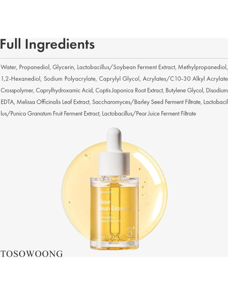 Esencia Facial Tosowoong Frijol Brillante 33ml Hidratante Exfoliante