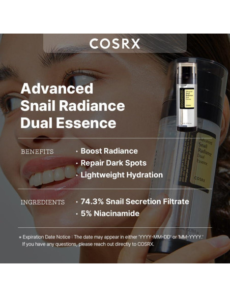Esencia Dual COSRX 80ml Niacinamida 5% y Mucina de Caracol Esencia Dual COSRX 80ml Niacinamida 5% y Mucina de Caracol