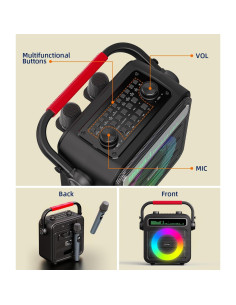 Máquina de Karaoke Gesnada K500 con 2 Micrófonos Inalámbricos 2