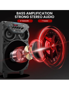 Altavoz PA Bluetooth Pyle 580W 20.32cm Karaoke Portátil 2