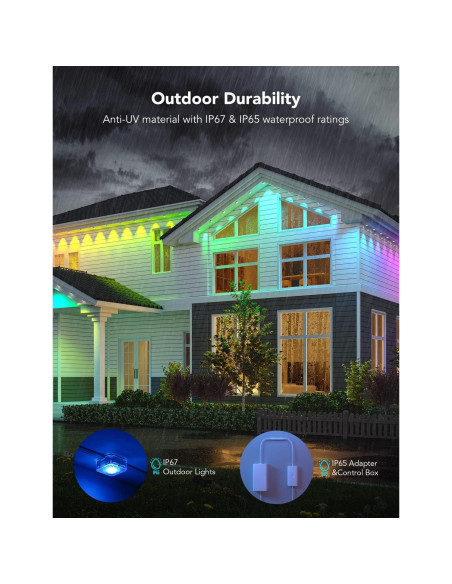 Luces Exteriores Govee 150 pies RGBIC IP67 Control Voz Luces Exteriores Govee 150 pies RGBIC IP67 Control Voz