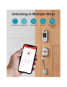 Cerradura Inteligente HEANTLE A3-SBF Biométrica Plata 2