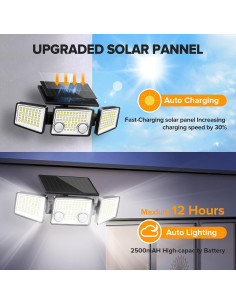 UME Luces Solares Exteriores 3000 Lúmenes 152 LED 3 Modos 2