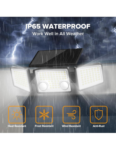 UME Luces Solares Exteriores 3000 Lúmenes 152 LED 3 Modos