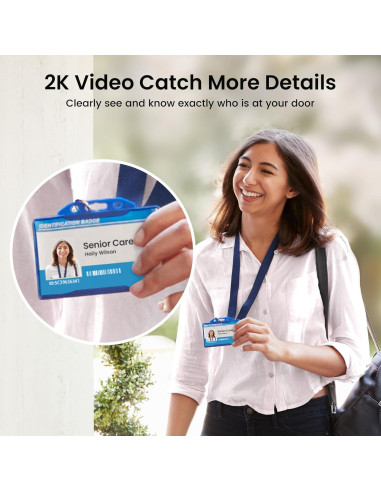 Cámara de Timbre Inalámbrica AOSU 2K HD con Detección de Paquetes