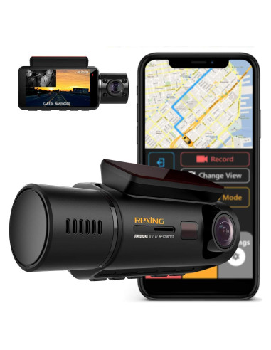 Cámara Rexing V3 Doble Frontal y Cabina Full HD 1080p