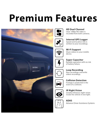 Cámara Rexing V3 Doble Frontal y Cabina Full HD 1080p