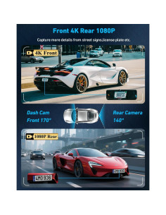 Cámara de tablero Vlokda 4K delantera y trasera con GPS 2