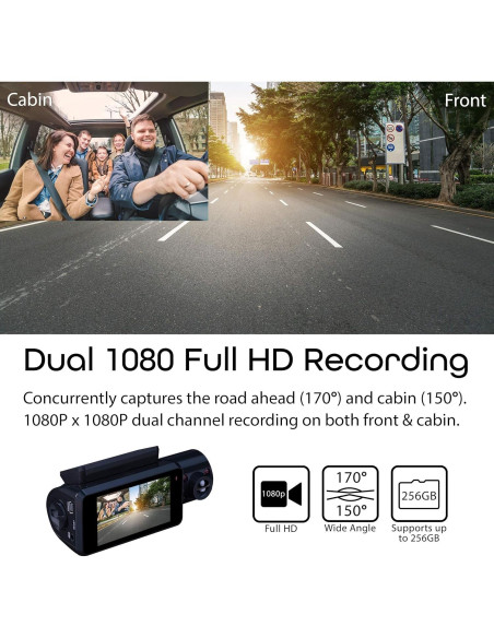 Cámara Rexing V3 Doble Frontal y Cabina Full HD 1080p