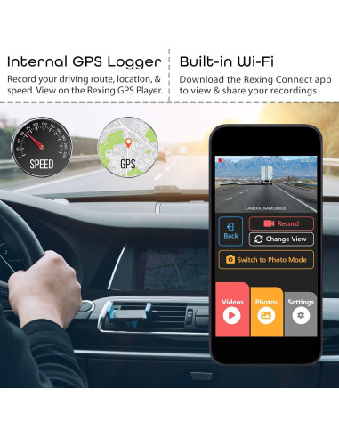 Cámara Rexing V3 Doble Frontal y Cabina Full HD 1080p