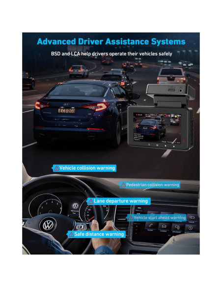 Cámara de tablero Vlokda 4K delantera y trasera con GPS