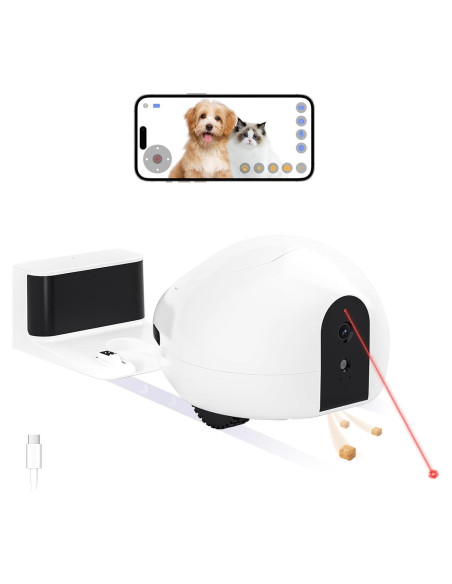 Cámara para Mascotas Pumpkii 1080P con Dispensador y Juguete