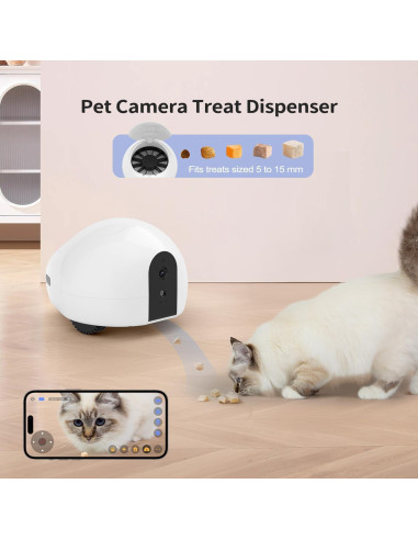 Cámara para Mascotas Pumpkii 1080P con Dispensador y Juguete