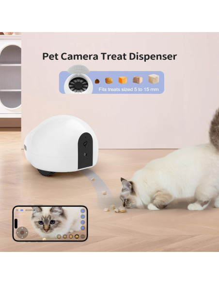 Cámara para Mascotas Pumpkii 1080P con Dispensador y Juguete