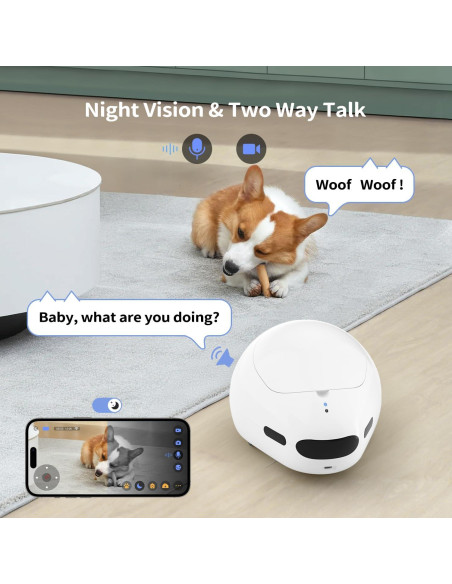 Cámara para Mascotas Pumpkii 1080P con Dispensador y Juguete