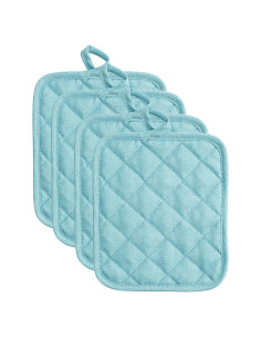 Agarradores de Cocina American Linen Aqua 4 Piezas Resistentes al Calor