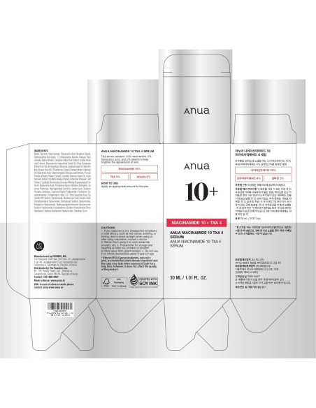 Suero Facial ANUA Niacinamida 10% y Ácido Tranexámico 30ml