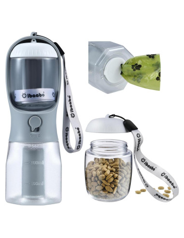 Botella de Agua para Perros Cibaabo 250ml con Comida y Bolsas