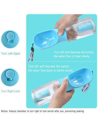 Botella de Agua para Perros Cibaabo 250ml con Comida y Bolsas