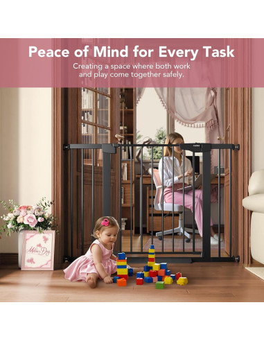 Puerta de Seguridad Cumbor 30.5x75-117cm Negra para Bebés y Mascotas