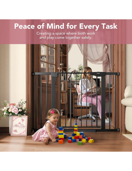 Puerta de Seguridad Cumbor 30.5x75-117cm Negra para Bebés y Mascotas
