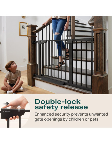 Puerta de Seguridad Cumbor 30.5x75-117cm Negra para Bebés y Mascotas