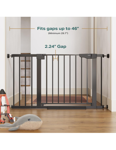 Puerta de Seguridad Cumbor 30.5x75-117cm Negra para Bebés y Mascotas