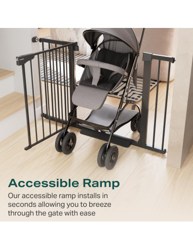 Puerta de Seguridad Cumbor 30.5x75-117cm Negra para Bebés y Mascotas