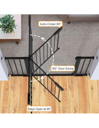 Puerta de Seguridad Cumbor 30.5x75-117cm Negra para Bebés y Mascotas