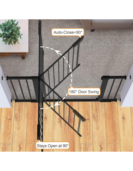 Puerta de Seguridad Cumbor 30.5x75-117cm Negra para Bebés y Mascotas
