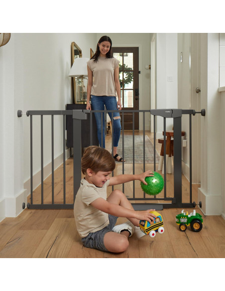 Puerta de Seguridad Cumbor 30.5x75-117cm Negra para Bebés y Mascotas