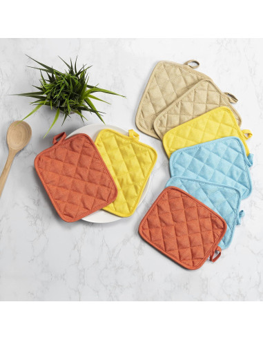 Agarradores de Cocina American Linen Aqua 4 Piezas Resistentes al Calor