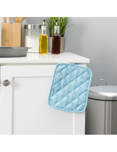 Agarradores de Cocina American Linen Aqua 4 Piezas Resistentes al Calor