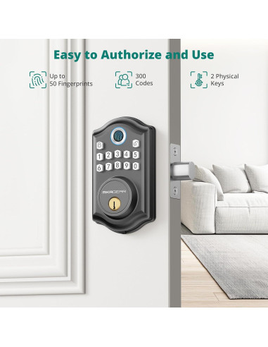Cerradura Biométrica AkaGear DS10 con Teclado - Negro Mate