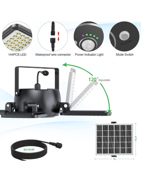 Luz Solar INXPHY 1200LM con Sensor y Control Remoto