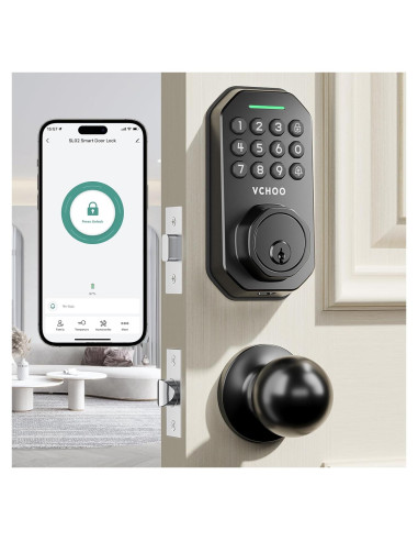 Cerradura Inteligente VCHOO SL02 Negra con Control APP y Teclado