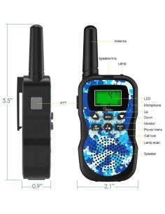 Walkie Talkies para Niños Huaker, 3 Unidades, 22 Canales, Alcance 4.8 km 2