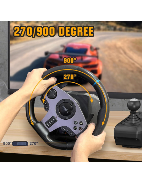 Volante de Juego PXN V9 con Pedales y Palanca - 270/900 Grados