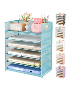 Organizador de Escritorio SUBEKYU 6 Niveles Malla Azul
