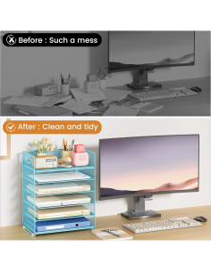 Organizador de Escritorio SUBEKYU 6 Niveles Malla Azul 2