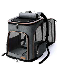 Mochila Transportadora Lekereise Expandible para Gatos Gris