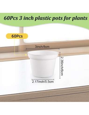 Paquete de 60 macetas de 7.62 cm blancas RooTrimmer