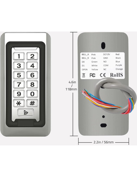 Teclado Control Acceso Inalámbrico AMOCAM S602-TUYA LED
