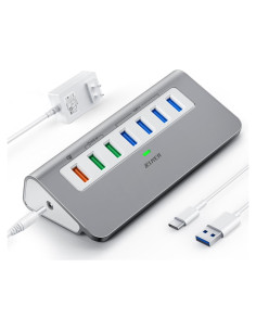 Hub USB-C 7 Puertos JELIYEA con Cargador 30W y 10Gbps