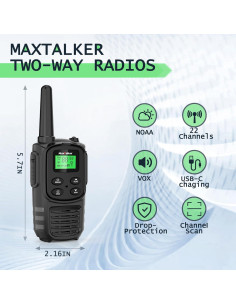 Walkie Talkies MaxTalker MT10 Recargables 2Pack 8km 2